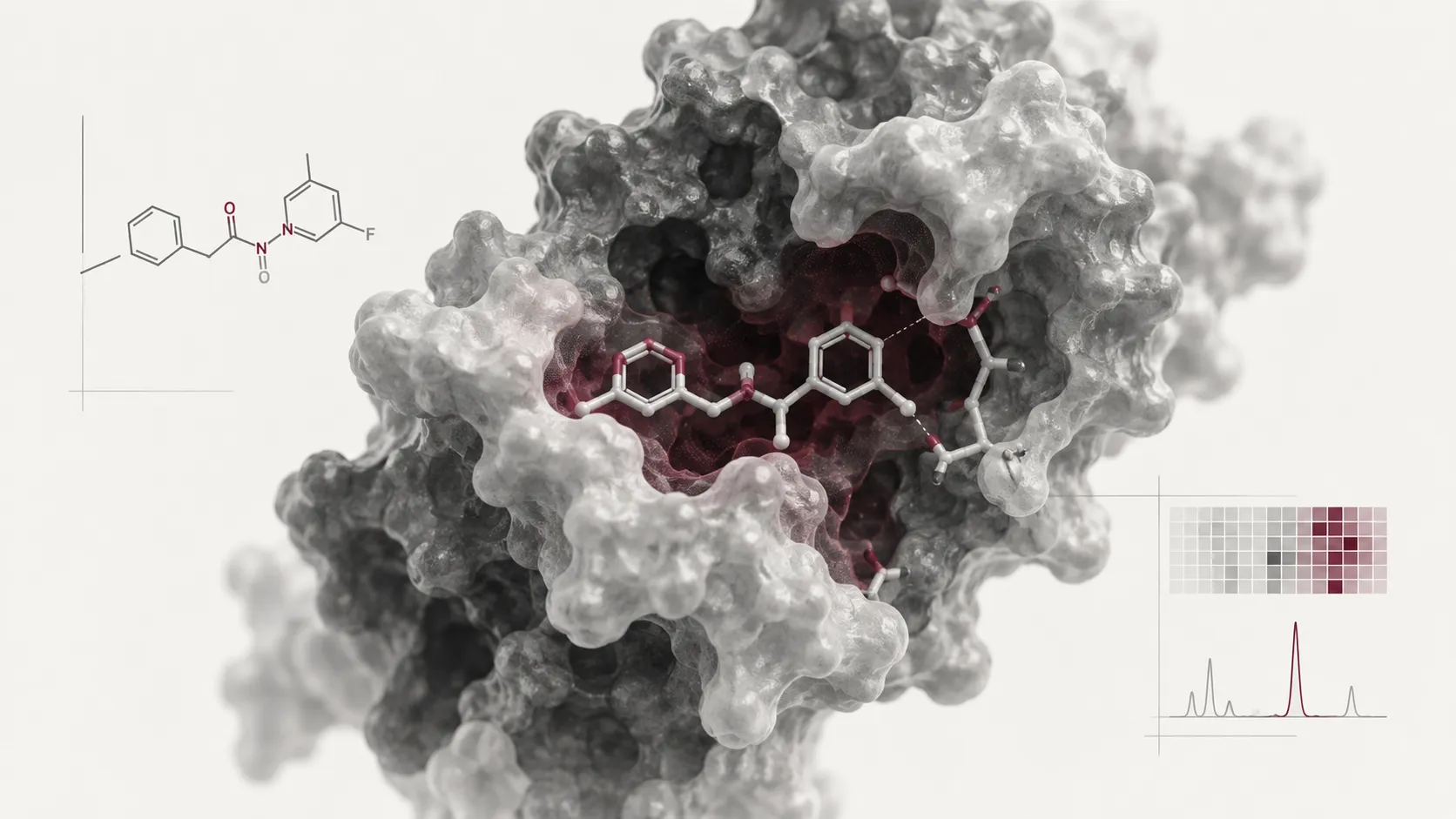 Mitragynine ligand binding pose and catalytic pocket contacts within opioid receptor