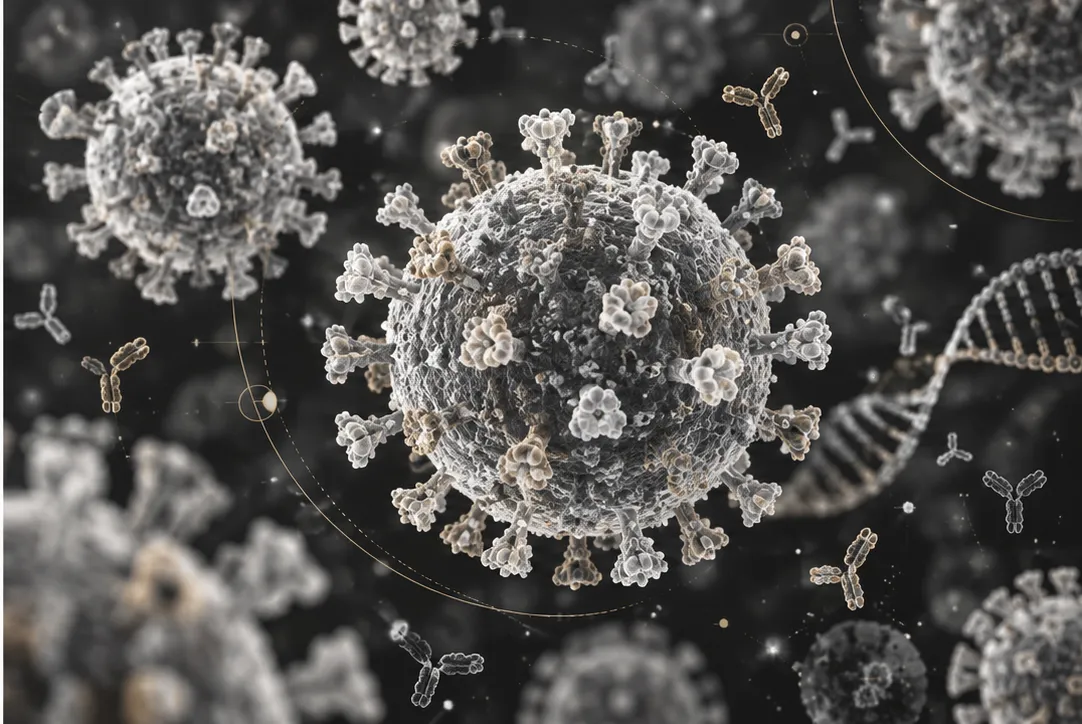 Virion and molecular target structure illustration