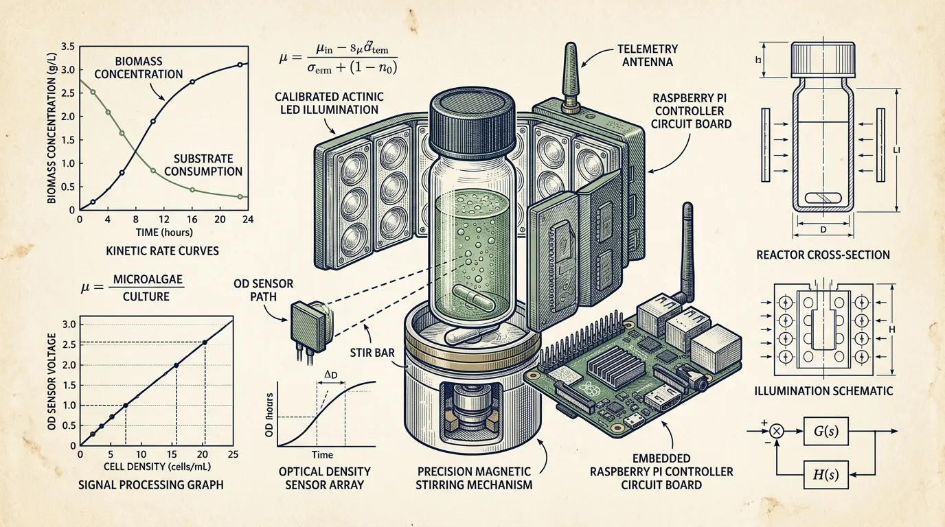 Scale-Down Photobioreactor: Kinetic Modeling & Real-Time Monitoring