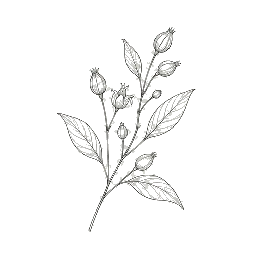Flower buds botanical illustration